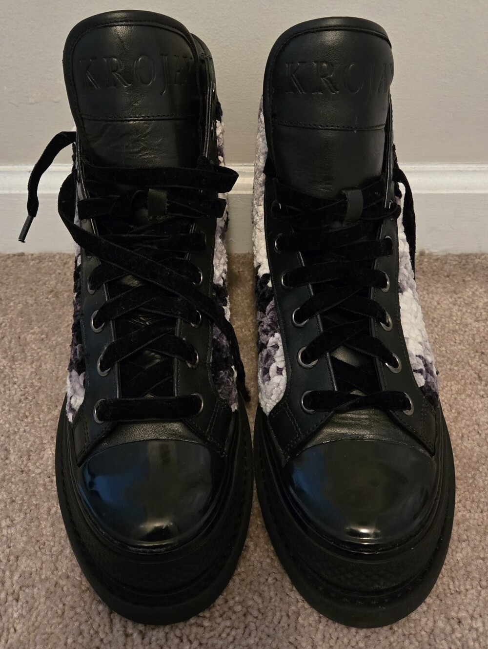 Krojay Womens Onyx Knit High-Top Platform Sneakers, Size 9 - Picture 2 of 7